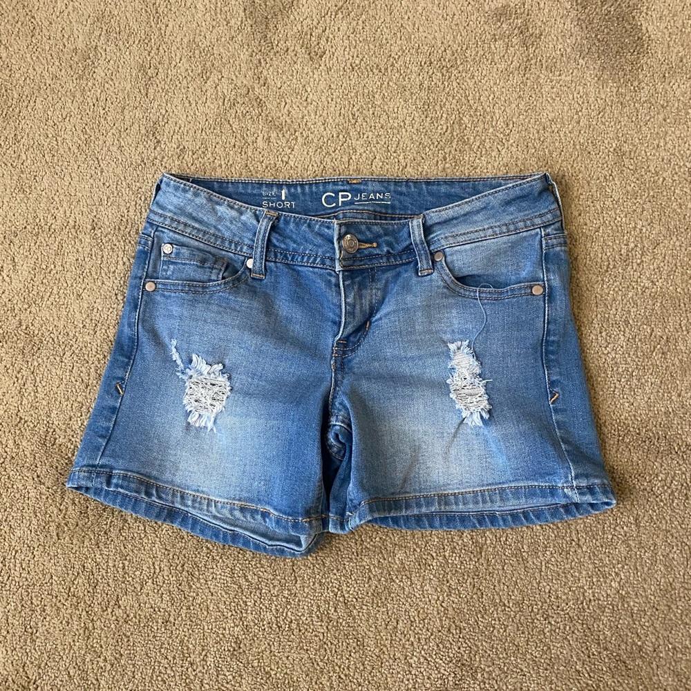 CP Jeans Juniors Distressed Blue Denim Shorts Size 1